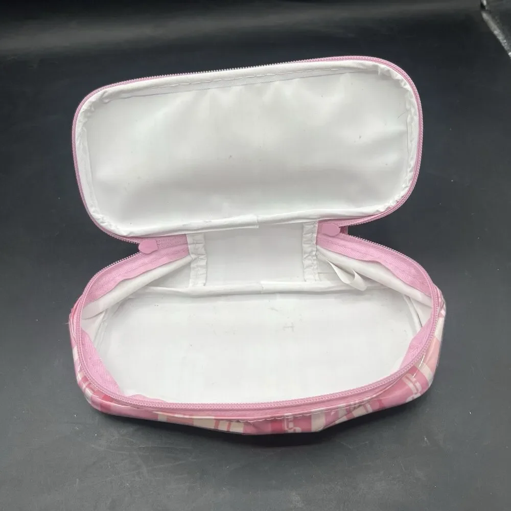 Lot 3 Clinique Makeup Cosmetic Bags Pink Blue Zipper Travel Toiletry Pouches